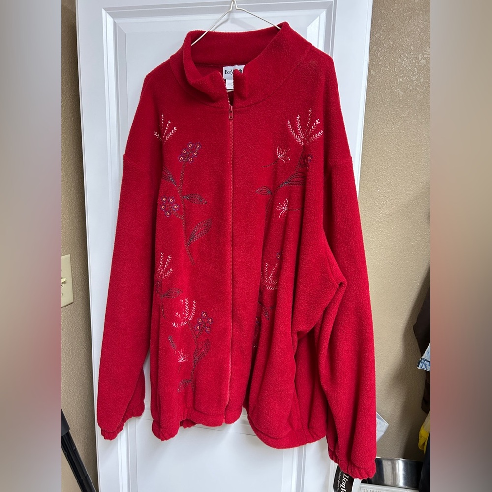BonWorth Red Floral Embroidered Cardigan